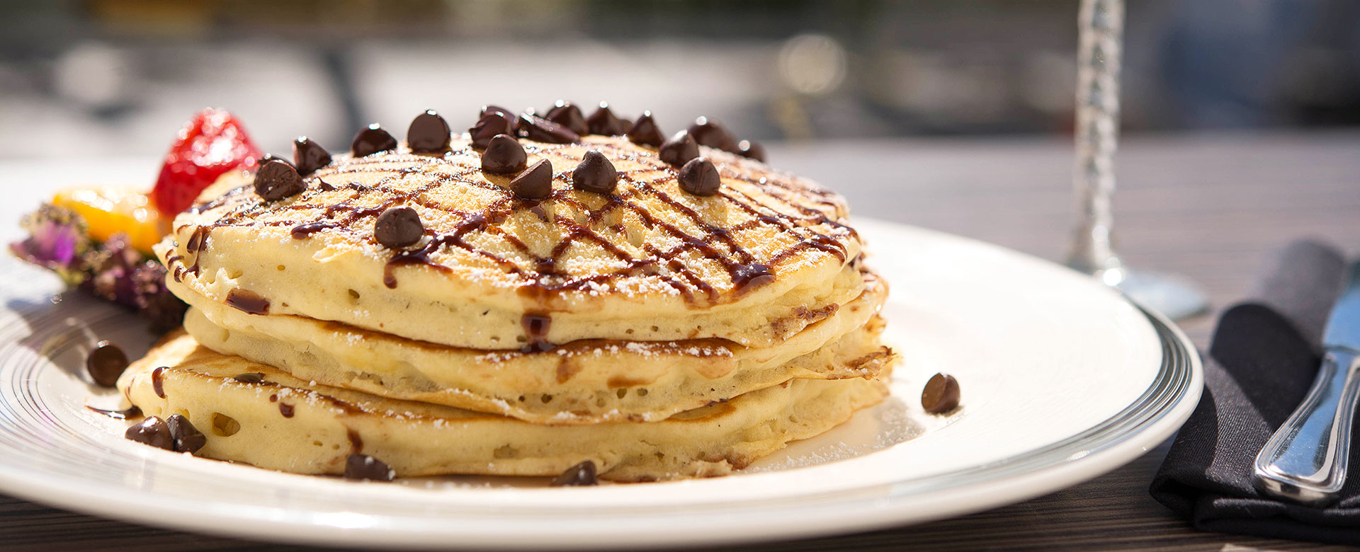 chocolate chip pancakes St. Pete Shores Hotel