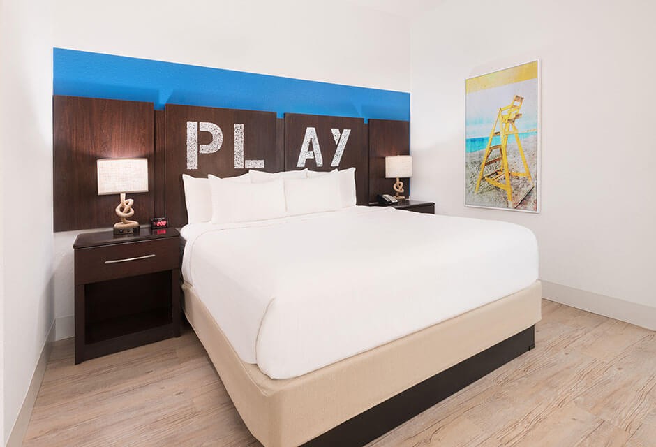 king bedroom hotel suite at St. Pete Shores Hotel