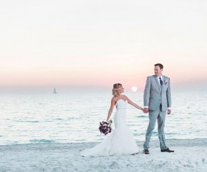 St. Pete Shores Hotel bride and groom on the beach sunset