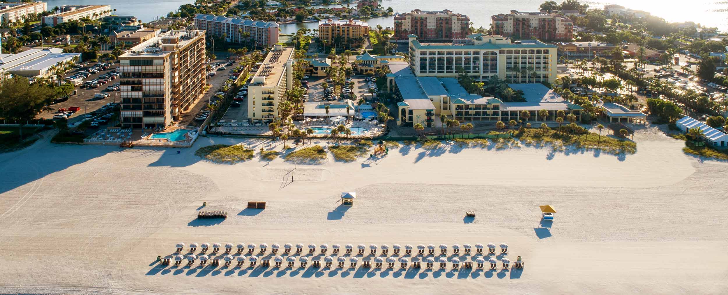 aerial beach view of St. Pete Shores Hotel