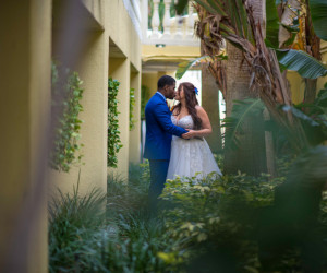 Wedding couple at St. Pete Shores Hotel in St Pete Beach
