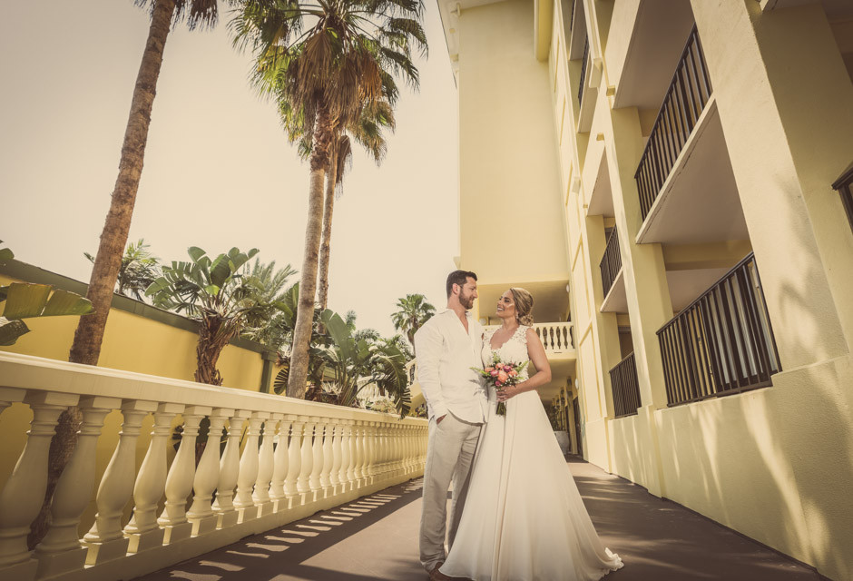 Wedding couple at St. Pete Shores Hotel in St Pete Beach