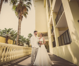 Wedding couple at St. Pete Shores Hotel in St Pete Beach